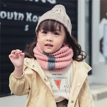

Toddler Girls Boys Knitted Scarf Stripe O-Ring Snood Neck Gaiter Neckerchief