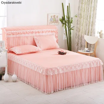 

Princess Style Lace Bedding Set 1pc Bedspread and 2pcs Pillowcases with Lace Edge Blue/pink/purple/grey/green Color Available