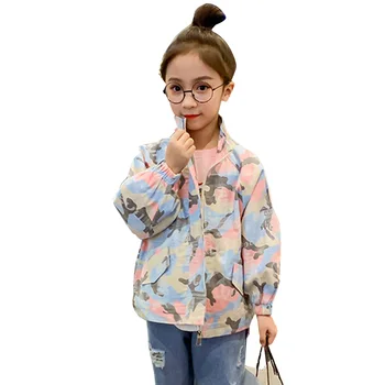 

Girls Jacekt Damouflage Pattern Girl Coat Outerwear Fake Zippers Girls Jackets Casual Style Clothes For Girls 6 8 10 12 14