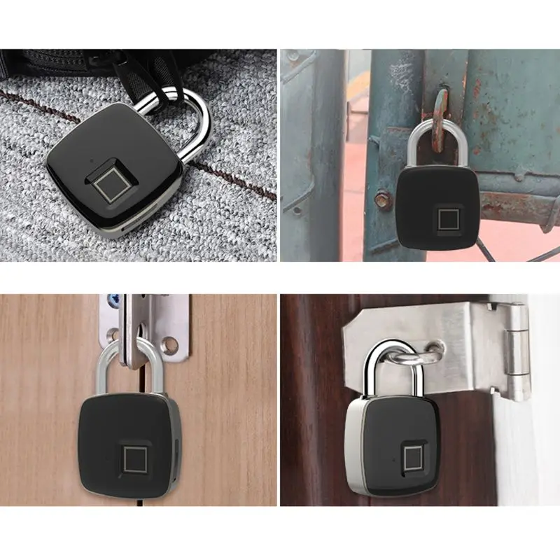 Умный замок отпечатков пальцев без ключа USB Перезаряжаемый доступ USB зарядка IP65 Водонепроницаемый Противоугонный для дверного навесного