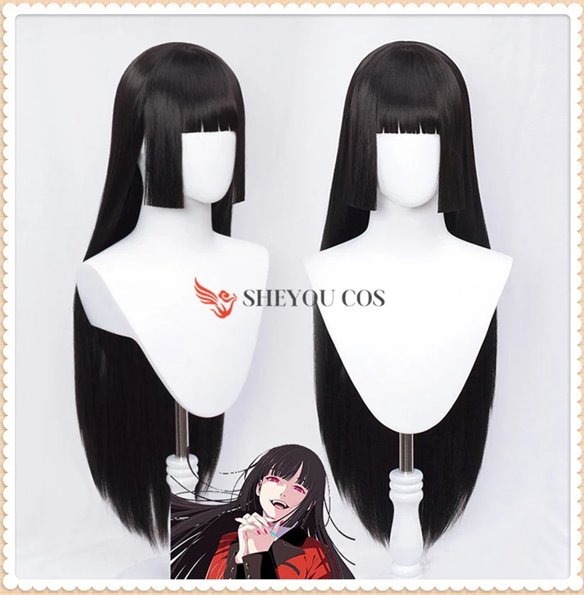

Парик джабами Yumeko Kakegurui, косплей-парик для женщин, черный, 100 см, термостойкие синтетические волосы, парики