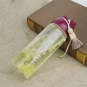 Стеклянная чашка с бахромой для девушек, студентов, высокая температура, Цветочная чайная чашка, Корейская художественная чашка для пресной воды, портативная Милая ручная чашка, милая чашка для воды - Цвет: 460ML