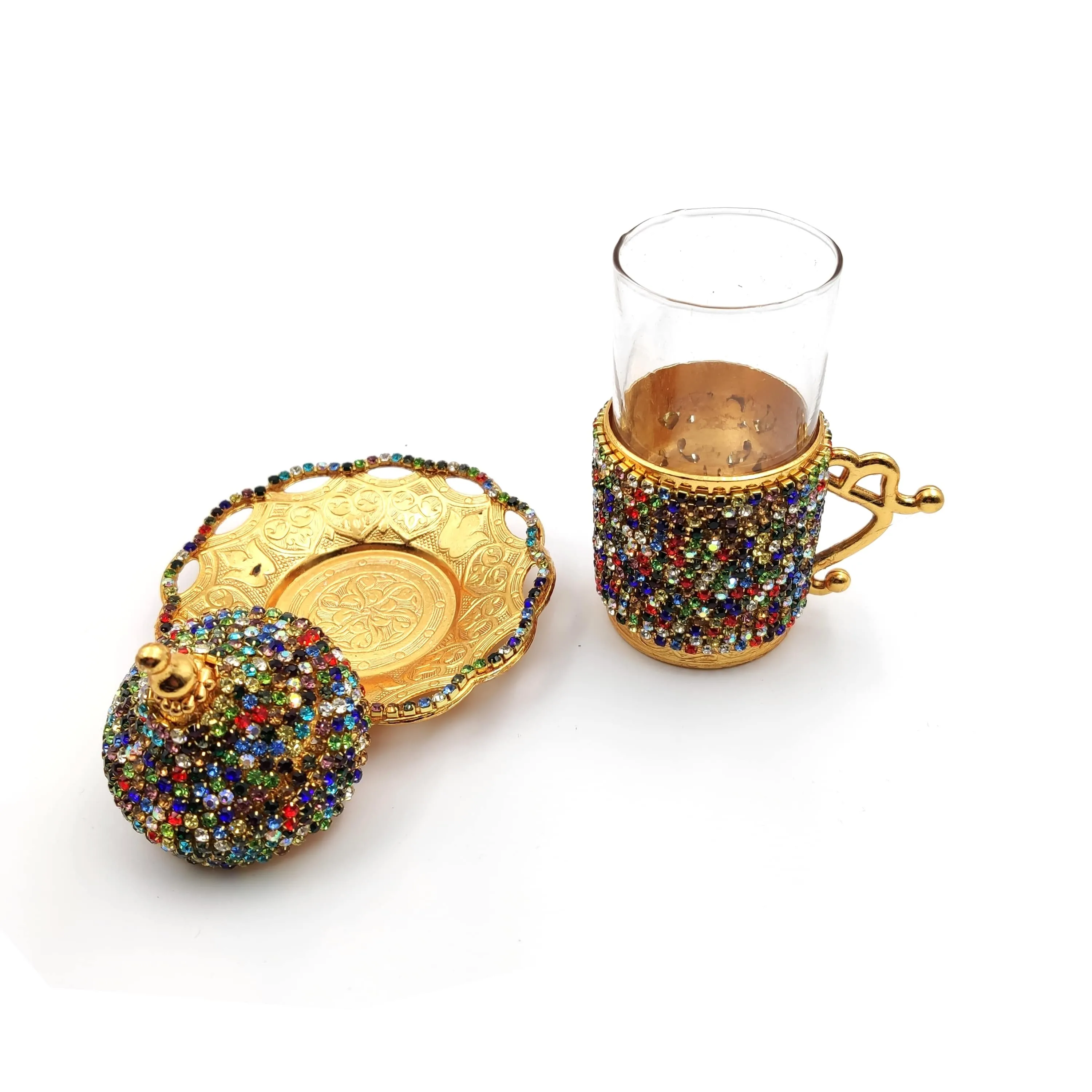 Ручная работа Аутентичные чашки для турецкого кофе и блюдца Swarovski Сервировочный