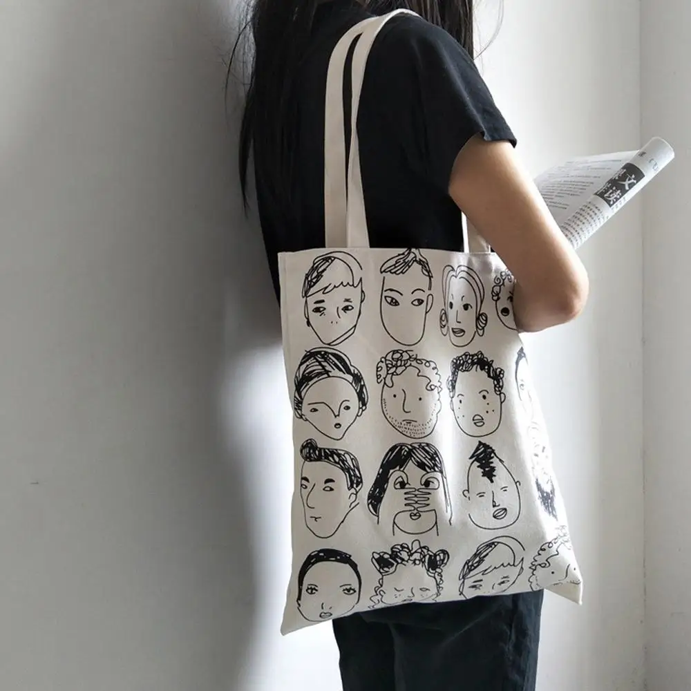 

Simple Women Package Elegant Canvas Bag Handbags Printing Art Reusable Shoulder Bags Handle Shopping Bags 9.17