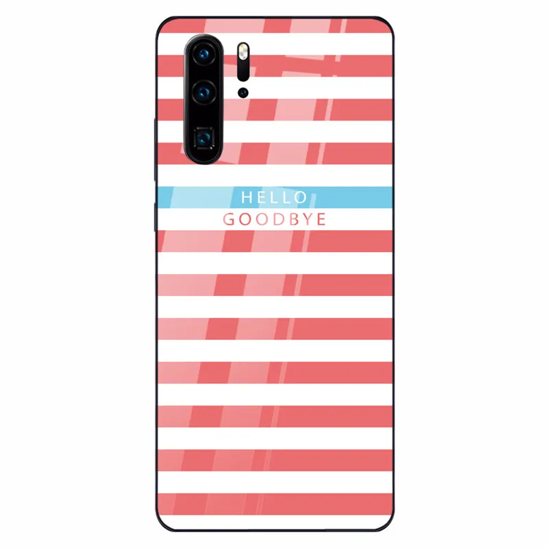 10 case for huawei Чехол из закаленного стекла для huawei P30 P20 mate 20 Lite классический черно-белый полосатый чехол для телефона для Nova 3 Honor 9 10 Lite 8x - Цвет: 10 case for huawei