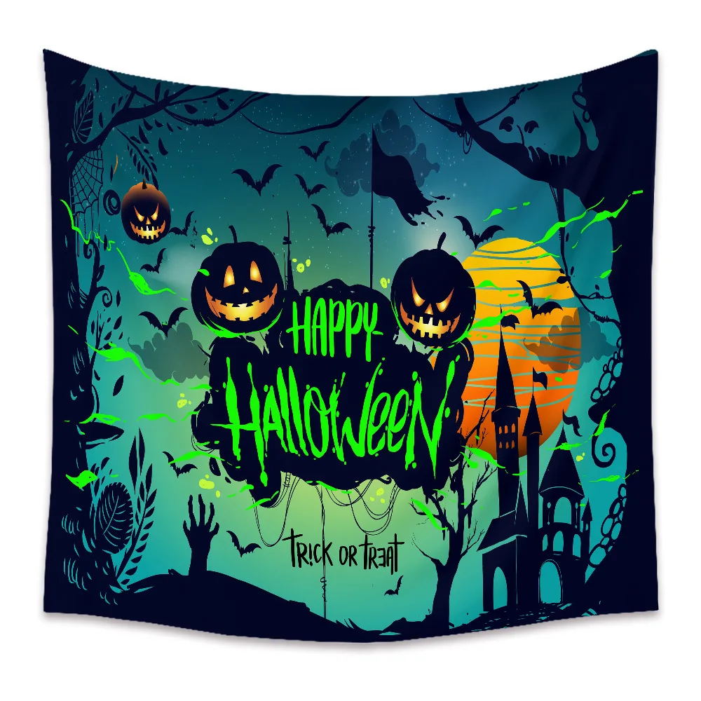 

Halloween Tapestry Poster Blanket Tapestries Skull Skeleton Pumpkin Party Flag Wall Hanging Art Decorative Home Decor XF1046-18