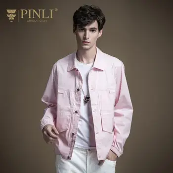 

PINLI 2020 Spring New Slim Solid Color Overalls Retro Men's Jacket Casual Wild Fashion Jacket Men's Coat B201204023