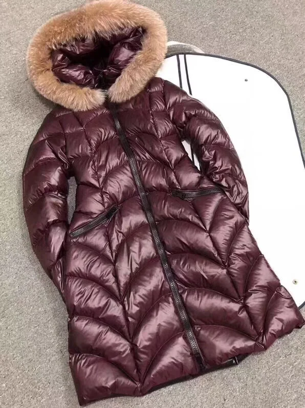 Зимний женский пуховик с меховым воротником и капюшоном, теплое зимнее пальто на гусином пуху, женское пуховое пальто, женская пуховая парка, верхняя одежда, длинный стиль - Цвет: Коричневый