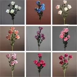 10 шт., Хит, искусственные розы PE (5 головок/штука), длина 19,68 дюйма, имитация роз, полуоткрытые для дома, свадьбы, Декоративные искусственные