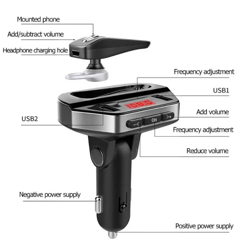 Двойной USB Bluetooth 4,2 автомобильное 3.1A быстрое зарядное устройство MP3-плеер fm-передатчик с беспроводной гарнитурой DSP шумоподавление авто комплект Прямая поставка