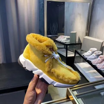 

Vibsterimma New 2020 GYXS Fur Snow Boots Flat Boots 4 Colors Winter Shoes Women Natural Leather Booties