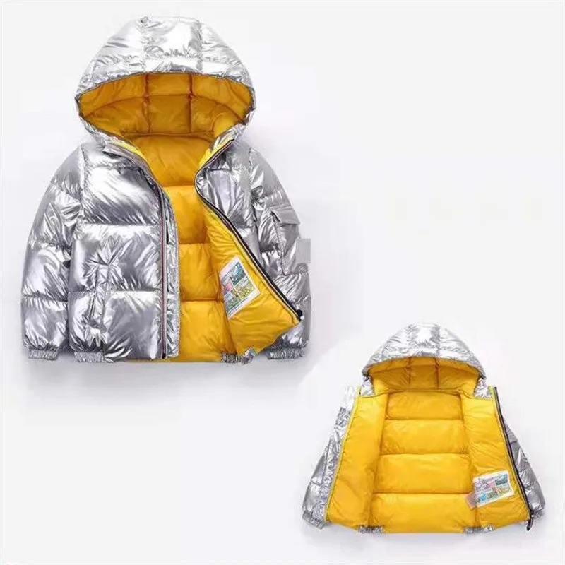 

Solid Hooded Winter Down Coat Zipper Children's Clothing Thick Warm Baby Jacket for Boys and Girls