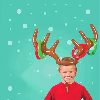 

Game Supplies Inflatable Antlers Deer Head Ring Art Elk Horn PVC 1Set 33*88CM Christmas Decorate Antler Headband Toys