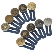 Free Sewing Buttons Adjustable Disassembly Retractable Jeans Waist Button Metal Extended Buckles Pant Waistband Expander