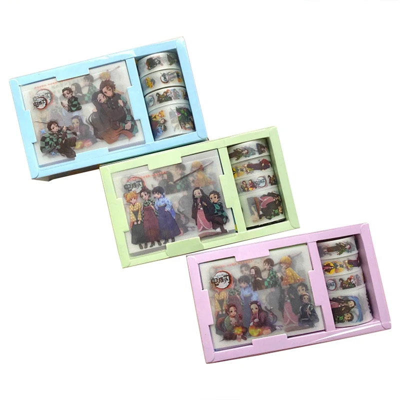 

Tapes Masking Tape Printed Pattern Sticker Decals Anime Demon Slayer 5pcs DIY Washi Masking Tape 8pcs Square Sticker 1 Set