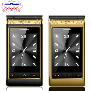 

TKEXUN G10 Women Flip Phone With Double Dual Screen Dual Sim Camera MP3 MP4 3.0 Inch Touch Screen Luxury Senior phone Cell Phone