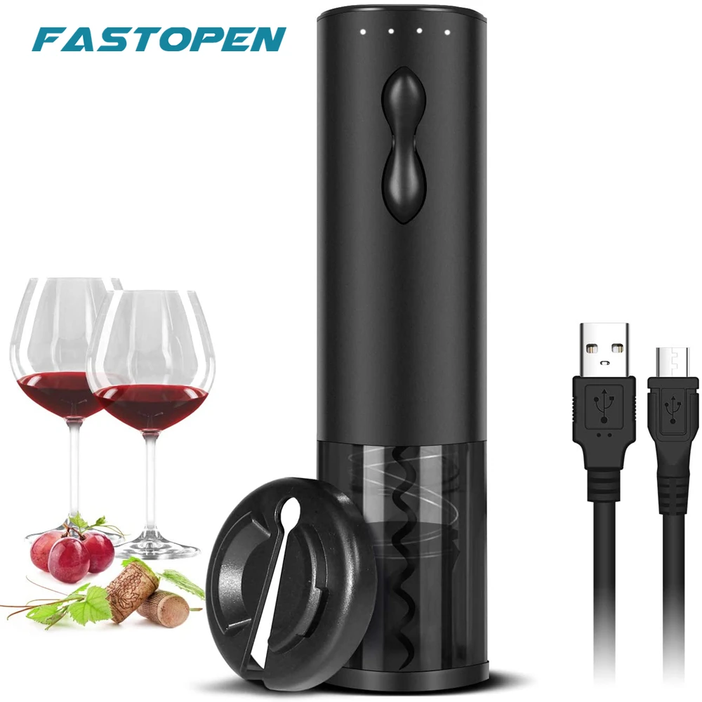 Abridor de vinho elétrico recarregável automático saca-rolhas abridores de garrafa de vinho com cortador de folha e cabo usb terno para uso da barra de casa