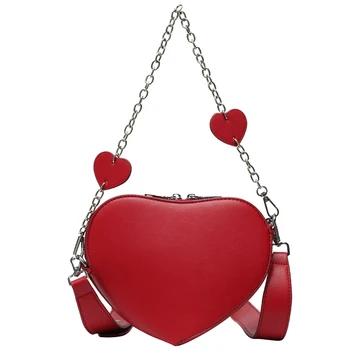 

Fashion Heart Shaped Pu Leather Women Shoulder Bag Tote Crossbody Bag Chain Purse Handbag Ladies Clutch Bag
