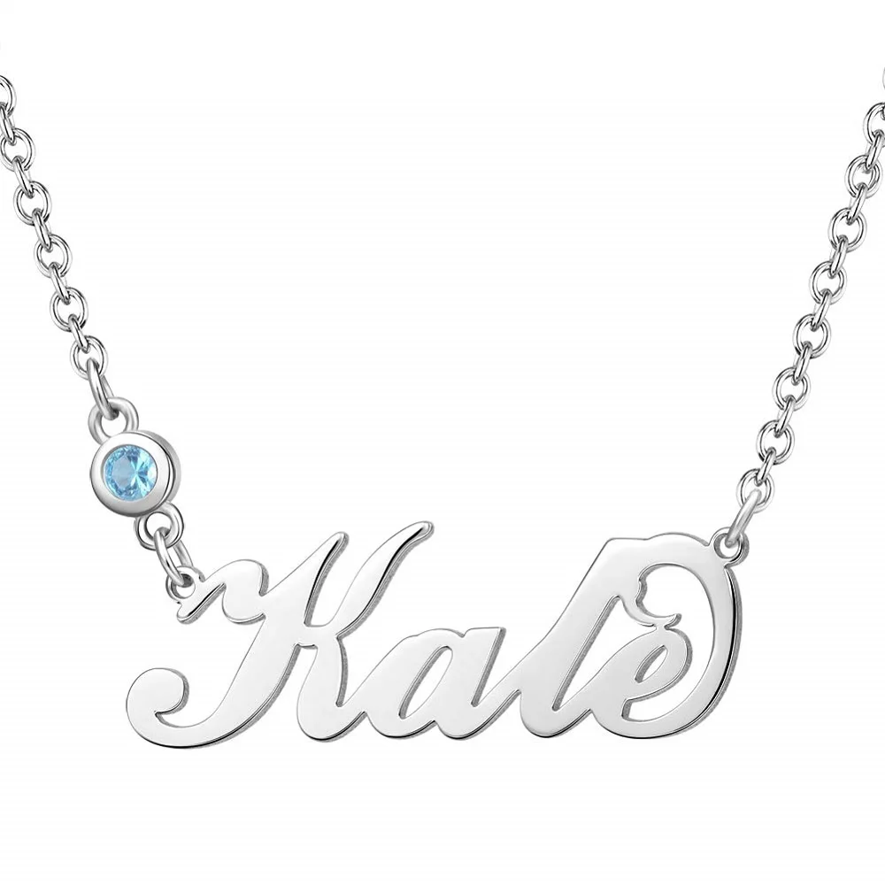 

Personalized Nameplate Necklace with Birthstone Pendant Custom Made With Any Name Necklaces Chain Gift For Women Mom Grandmother