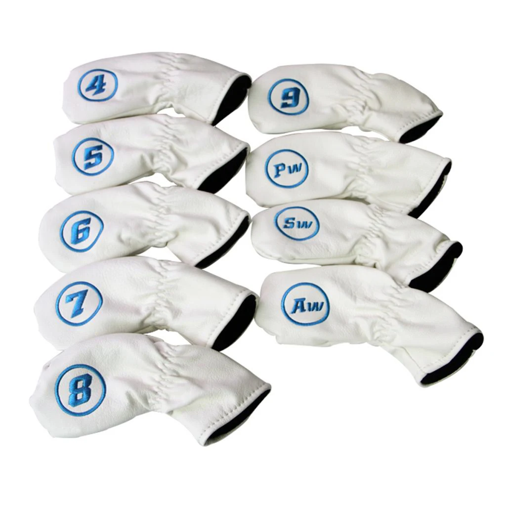 White 6.2cm 9 шт. Гольф Защитные чехлы для клуба Утюги головной убор перчатки Железный клюшки крышка вышивка 4 5 6 7 8 9 AW SW PW - Цвет: White 6.2cm
