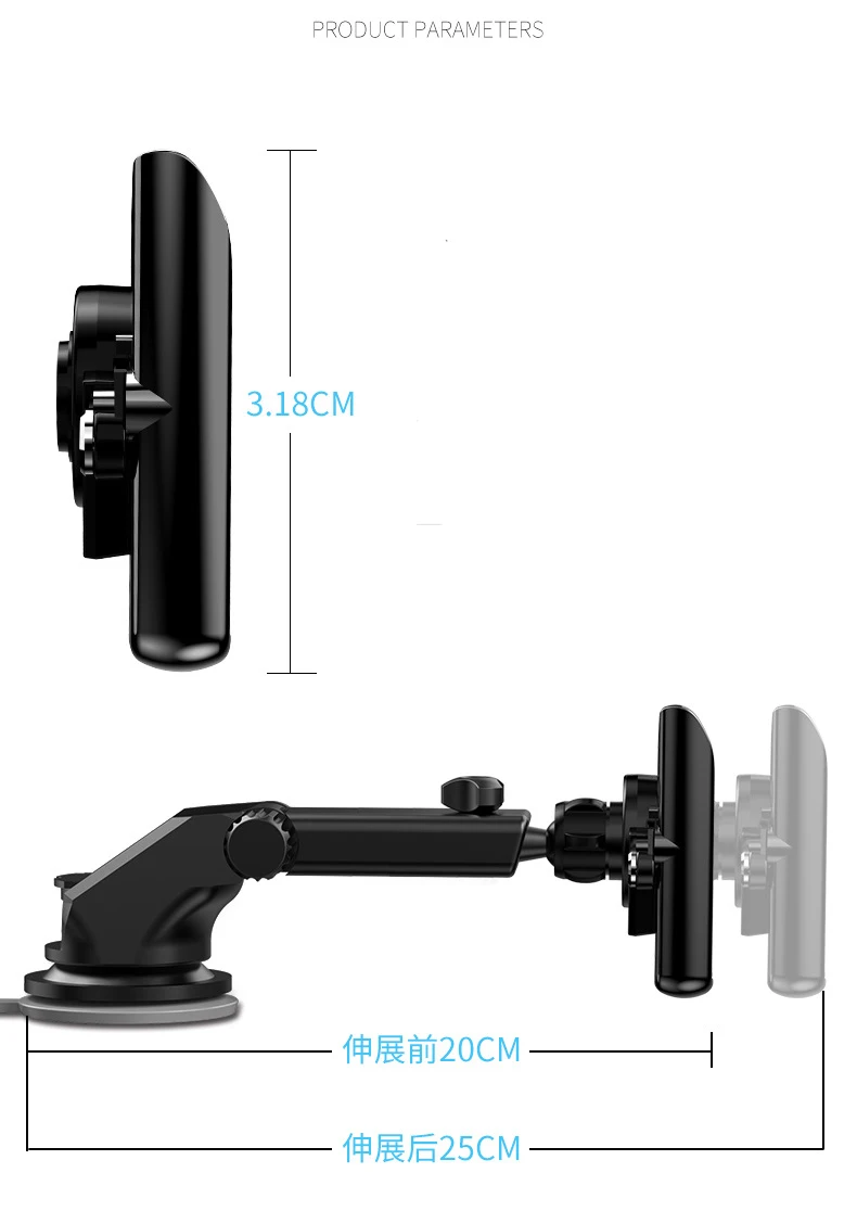 Gravity Car Phone Holder Long Arm Support Smartphone Voiture No Magnetic Stand For iPhone HuaWei Xiaomi redmi note 7 mi 9t