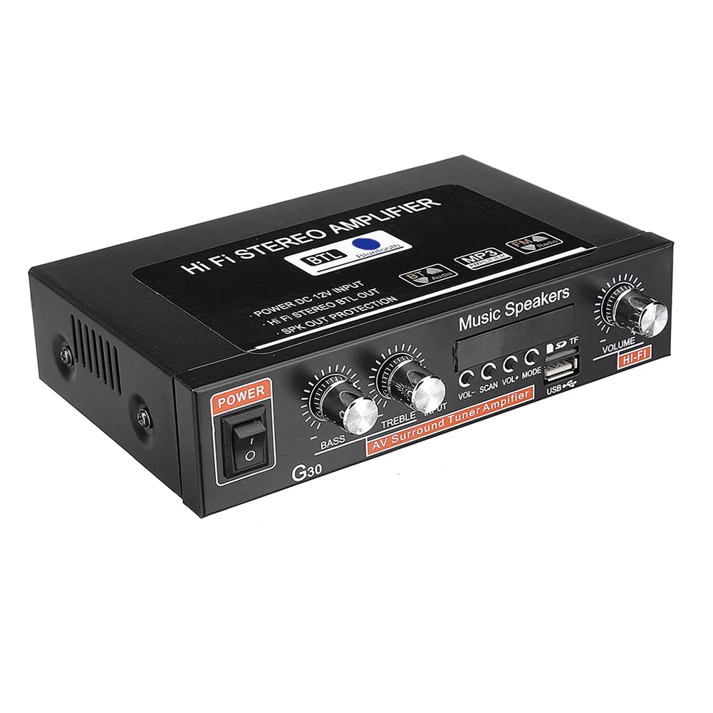

Bluetooth Car Audio Power Amplifier G30 HIFI Bluetooth FM Radio Player Support SD USB DVD MP3 with Remote Controller for Car