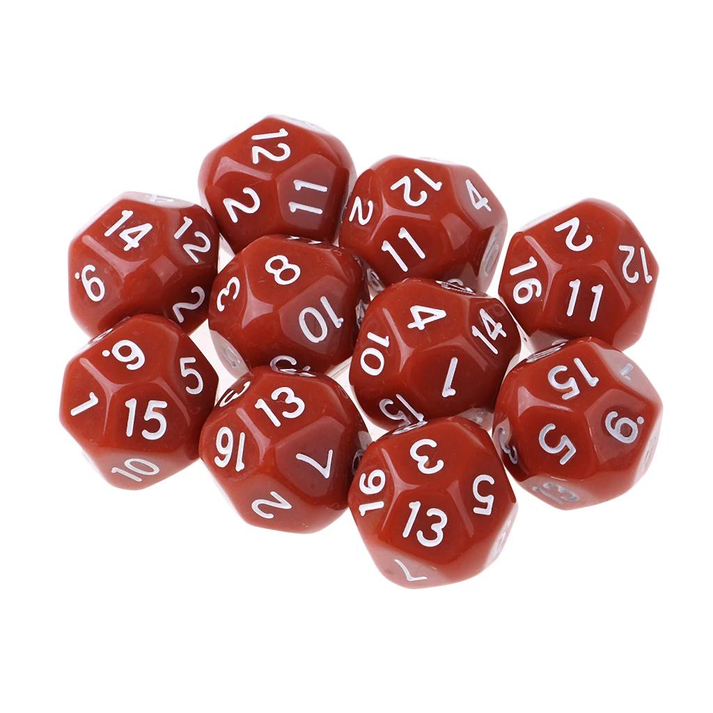 10Pcs 16-Sided D16 Acrylic Dices Table Game Accessory Toys for DND MTG TRPG Table Board Games