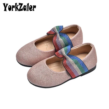 

Yorkzaler Spring Autumn Kids Princess Shoes Sequin Rainbow Colorful Casual Children Shoes PU Leather Non-slip Kids Shoes