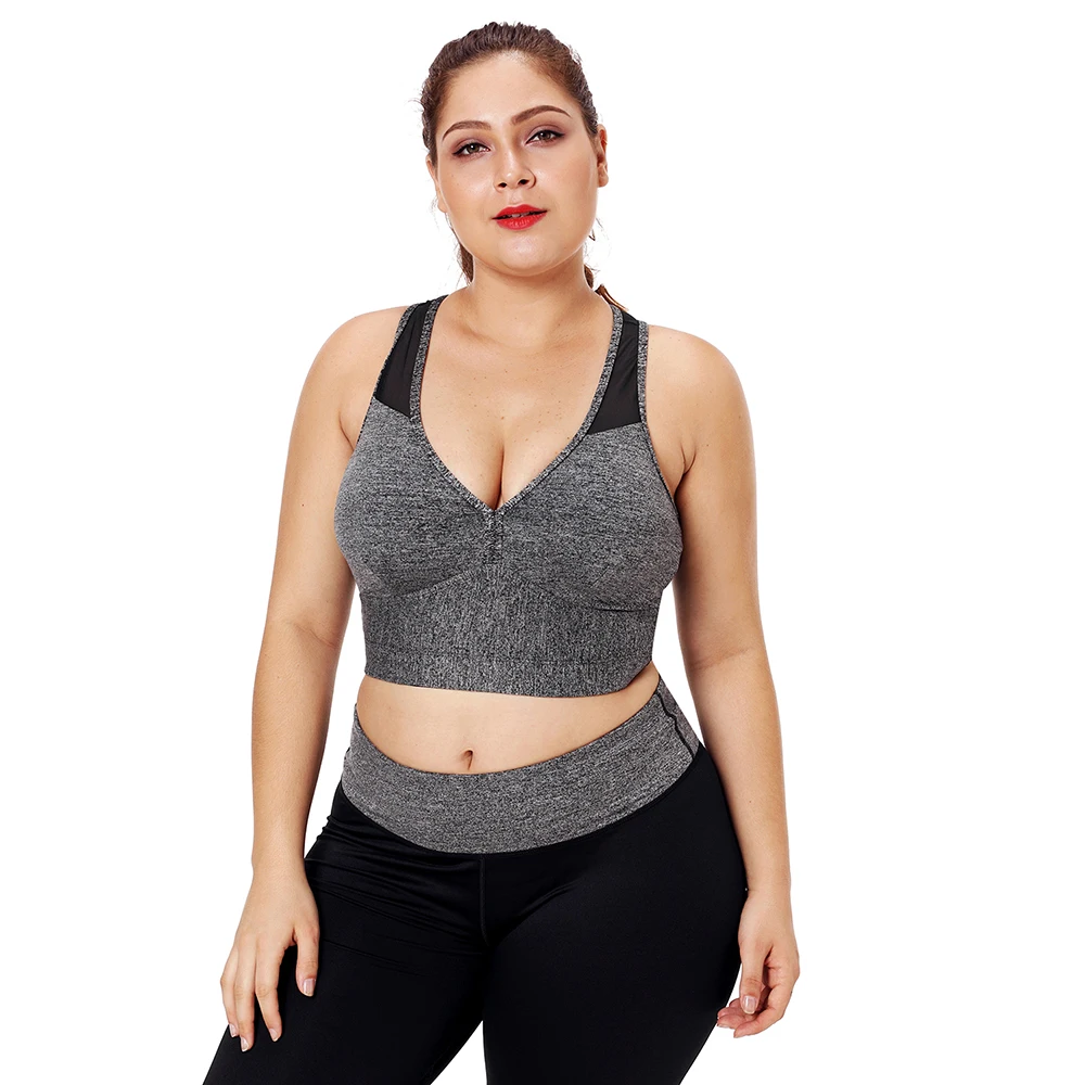 Plus Size Workout Sports Crop Tops Gym Racerback Seamless Yoga Fitness Sport Bra Top Padded Activewear for Women Tops Crops