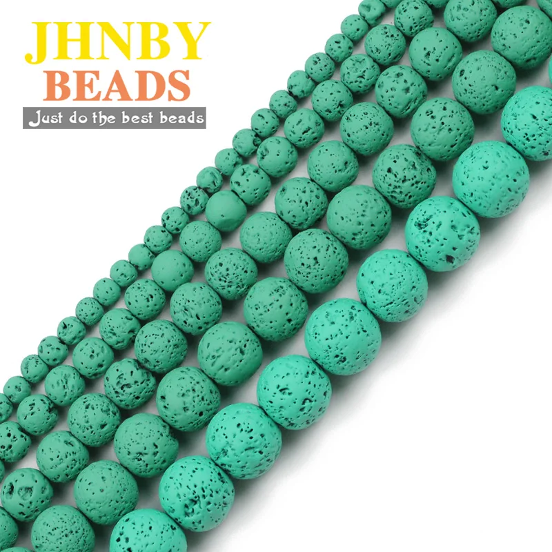 JHNBY Rubber Paint Green volcanics Lava 4/6/8/10/12MM Natural Stone Spacers Round Loose beads for Jewelry making DIY bracelets | Украшения