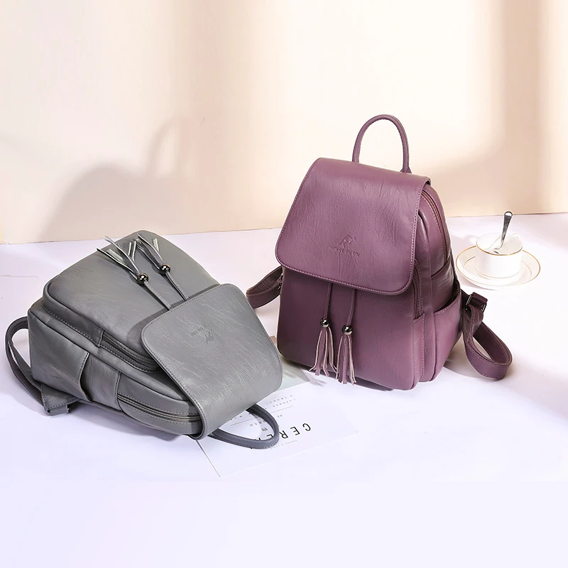 2019 Женские Кожаные Рюкзаки большой вместимости для девочек-подростков Mochilas винтажные сумки женские кожаные рюкзаки