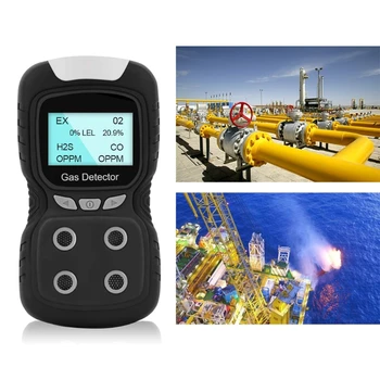 

LCD 4 in 1 Toxic Gas Alarm Detector CO O2 H2S Oxygen Monitor Gas Analyzer Meter USB Rechargeable Digital Gas Detector