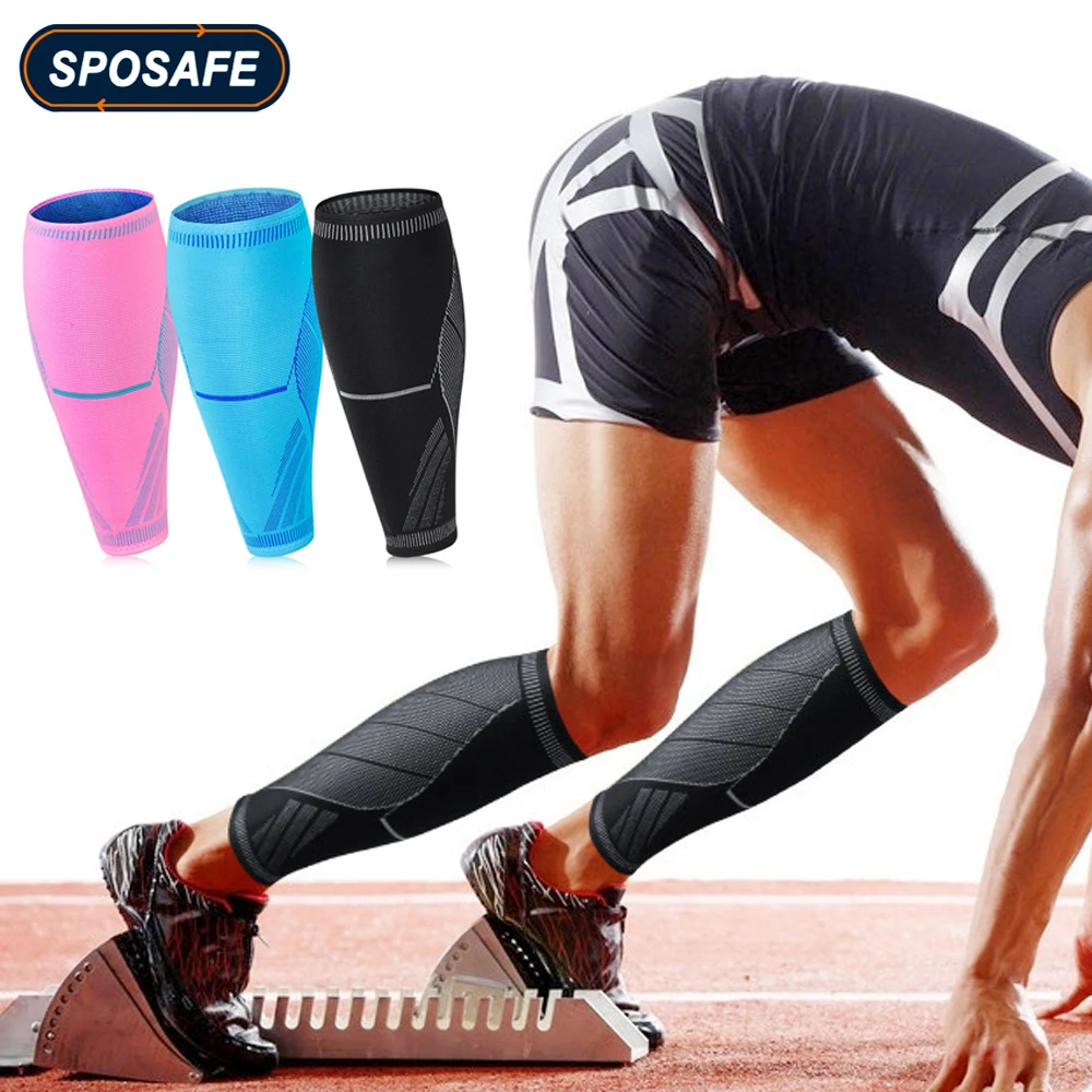 2Pcs/Pair Professional Sports Knitting Calf Compression Sleeve Shin Guard Leg Sleeves Calf Support for Running Cycling Training