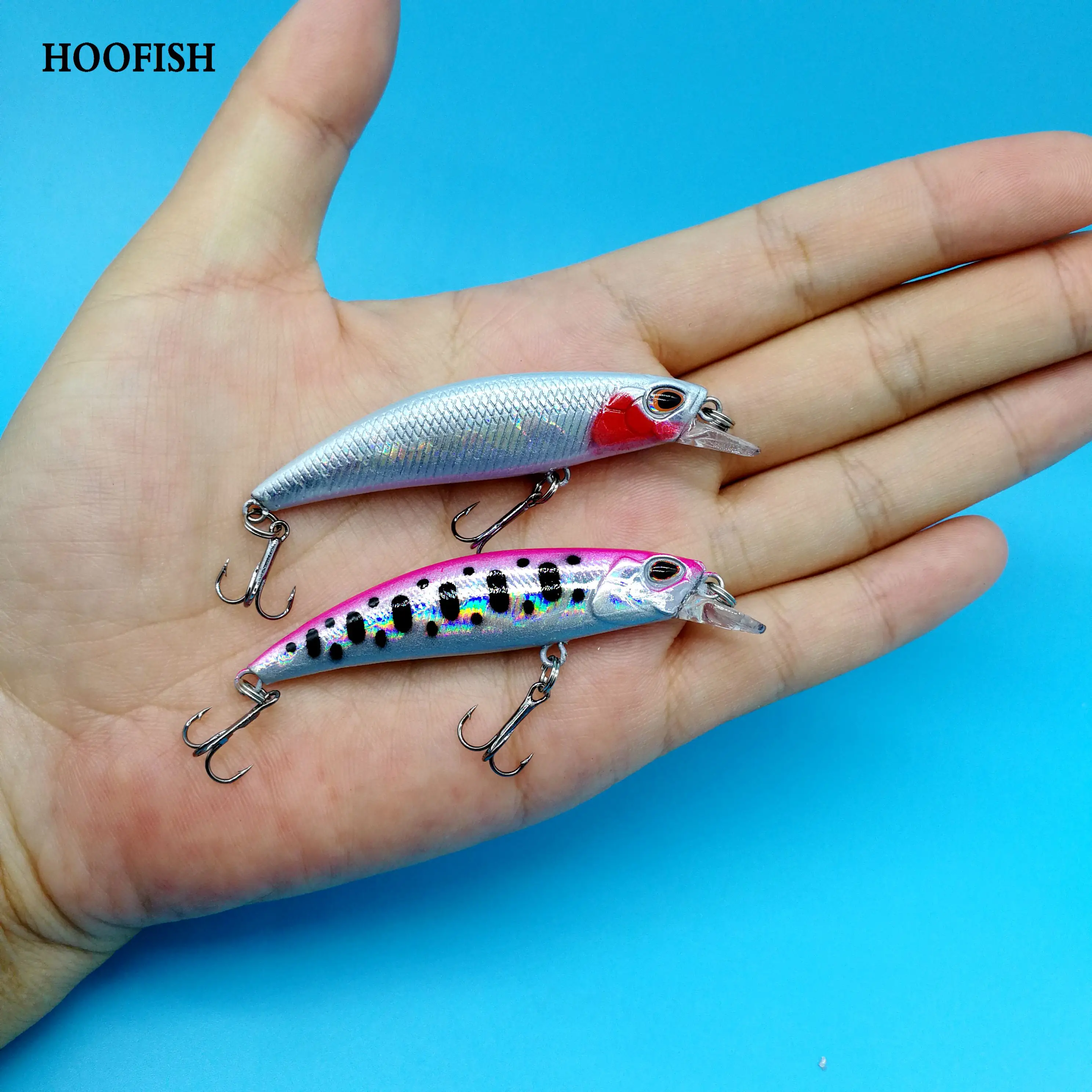  HOOFISH 5PCS+1BOX/LOT MINI sinking minnow fishing lure 5g/60mm 5colors Full swimming layer
