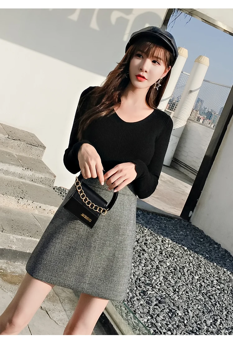 REALEFT New Arrival Autumn Winter Women Casual Mini Skirts High Waist Warm Woolen A-Line Sexy Short Skirts Female