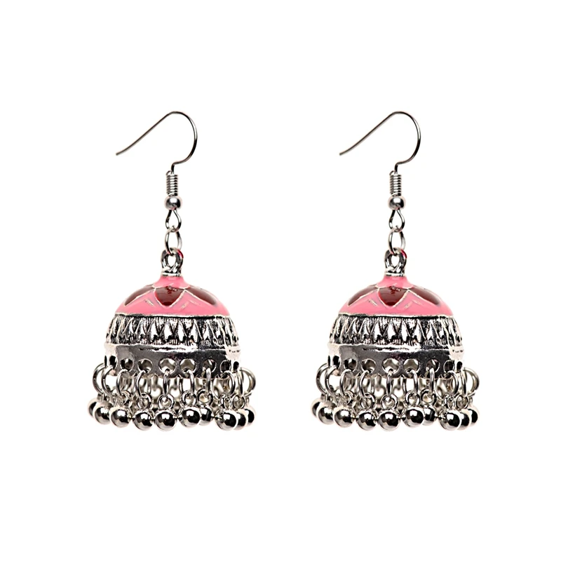 HXE066-4 OIQUEI, индийские ювелирные серьги Jhumka, бохо, цыганское золото, серебро, металл, Большие колокольчики, длинные висячие серьги для женщин oorbellen - Окраска металла: HXE066-4