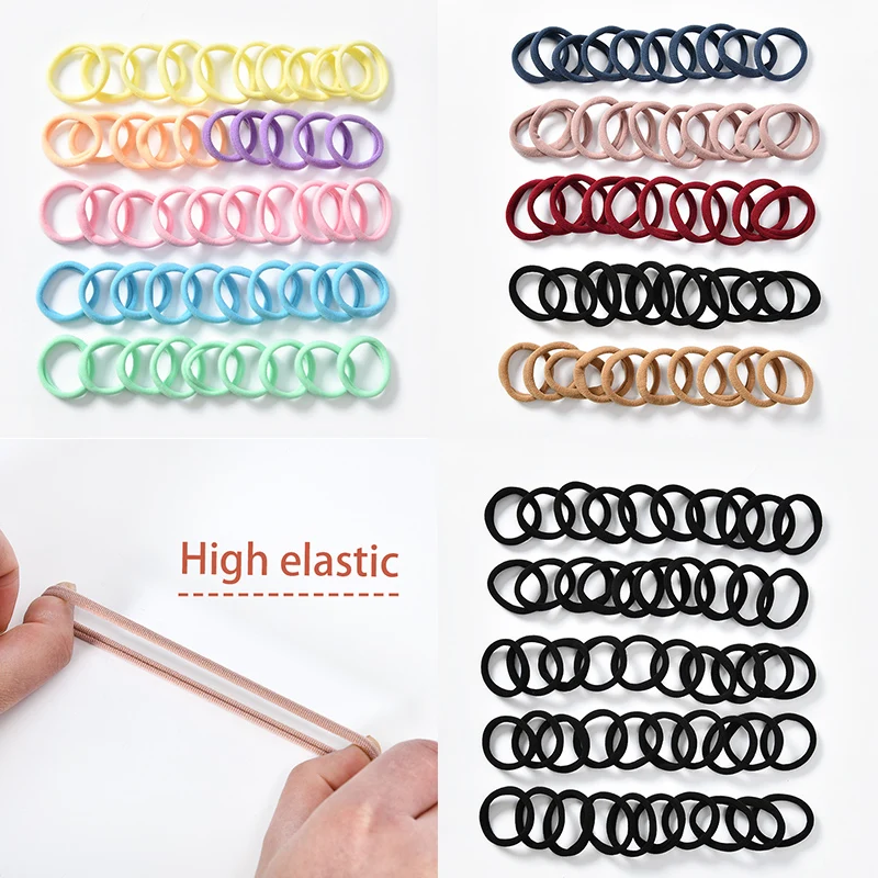 10/50/100 Pcs/set Women Girls Colors Soft Scrunchies Elastic Hair Band Lady  Lovely Solid Rubber Bands Female Hair Accessories - Hair Ties - AliExpress