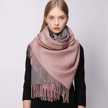 

Winter Artificial Wool Scarf Pashmina Shawl Wrap for Women Long Large Warm Thick Windproof Scarves With Tassels