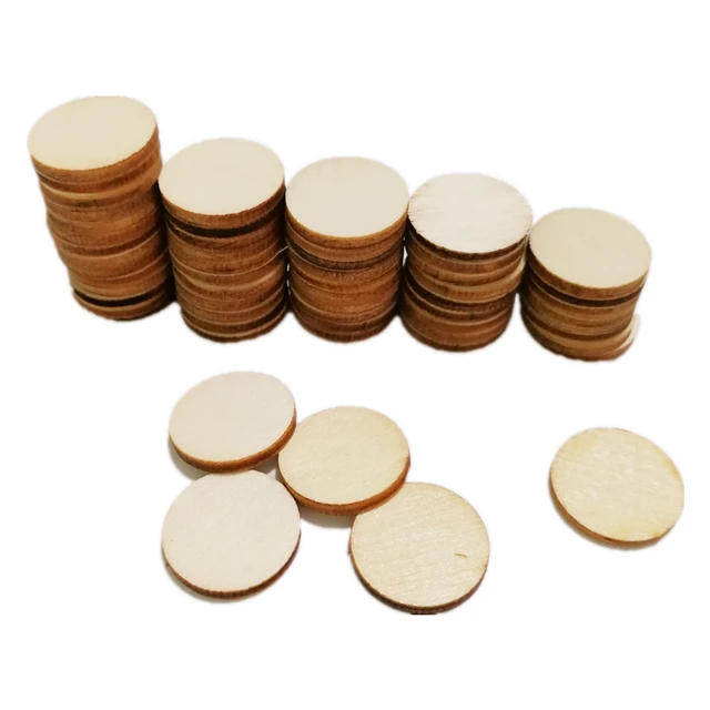 20PCS 10MM Unfinished Wooden Circles Blanks Round Wood Slices for