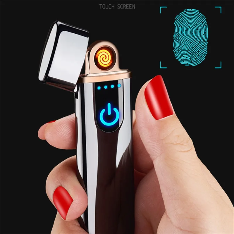 Ультратонкая металлическая электронная сигаретная зажигалка, Индукционная USB перезаряжаемая ветрозащитная Зажигалка для мужчин и женщин