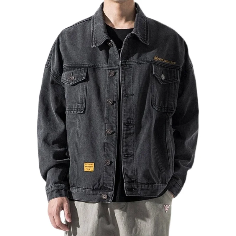 Men's denim jacket spring and autumn Korean style loose large size casual trend all-match