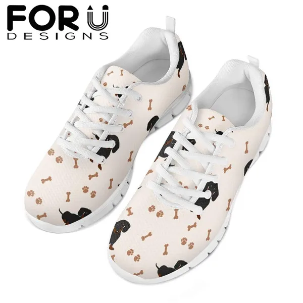 CDYXX0103AQ FORUDESIGNS/женские кроссовки на платформе; прогулочная обувь из сетчатого материала на шнуровке; обувь на плоской подошве для девочек; женская обувь с милым рисунком собаки, кота; обувь для бега из Вулканизированной Ткани - Цвет: CDYXX0103AQ