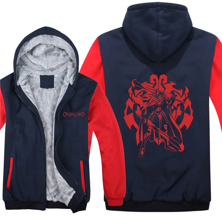Winter Overlord Man Hoodies Zipper Coat Fleece Thicken Overlord Sweatshirts Man Pullover - Цвет: as picture