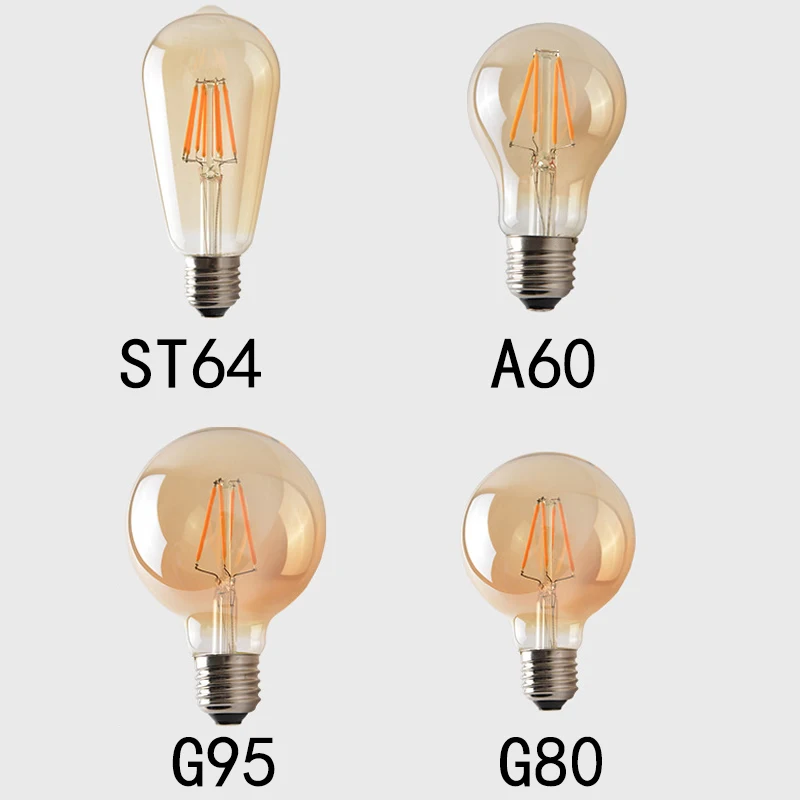 Filament Edison Vintage Light Bulb E27 6W 8W 220V 520LM Home Ceiling Lighting Accessories LED Lamp Bulbs