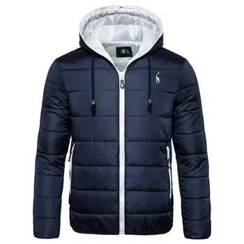 

Mens Winter Cotton Hooded Coat Jacket Brand New Casual Men Waterproof Jacket Solid Color Men Outwear Clothing Mens Thick Parka