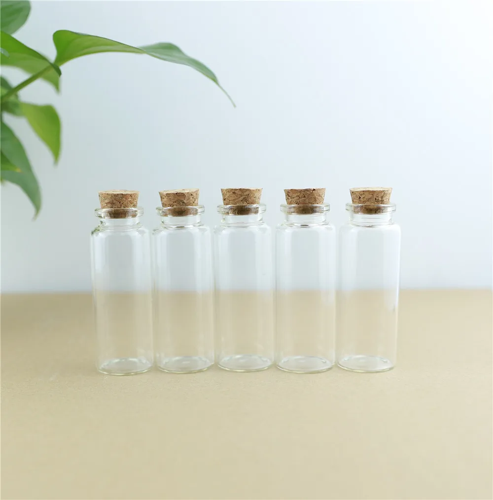 24pcsLot 30ml 3070mm Glass Bottles Cork Crafts Jars Cork Stopper Mini Transparent Empty DIY Wishing Glass Bottles Gift (2)