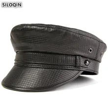 SILOQIN Для женщин; Элегантная модная обувь из овечьей кожи; кожаные кепки Натуральная кожаные кепки осень Для мужчин на плоской подошве Кепки армии военная шляпа Кепка