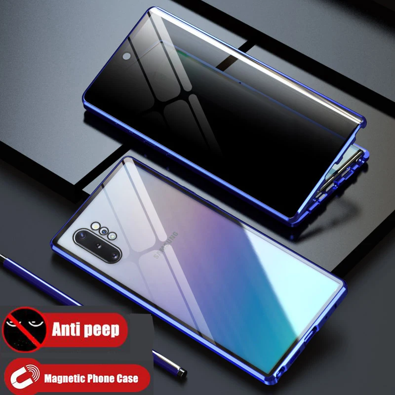 360 конфиденциальности закаленное стекло Магнитный чехол для Samsung S20 Ultra S8 S9 S10 Note 10