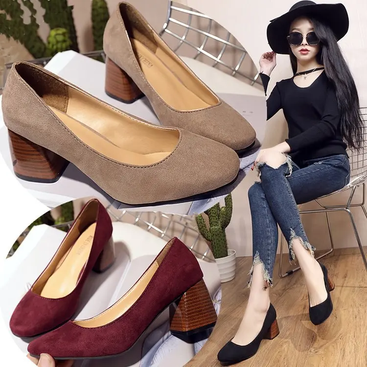 

2017 Autumn New Style Korean-style-Style Fashion Size Code Low-Cut Extra High WOMEN'S Suede Shoes Simple Casual High Heel Shoe