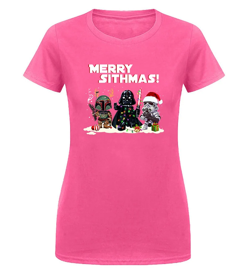 Футболка с надписью «Star Wars Merry Sithmas», Дартом Вейдером, рождественским праздником, хороший подарок - Цвет: women pink
